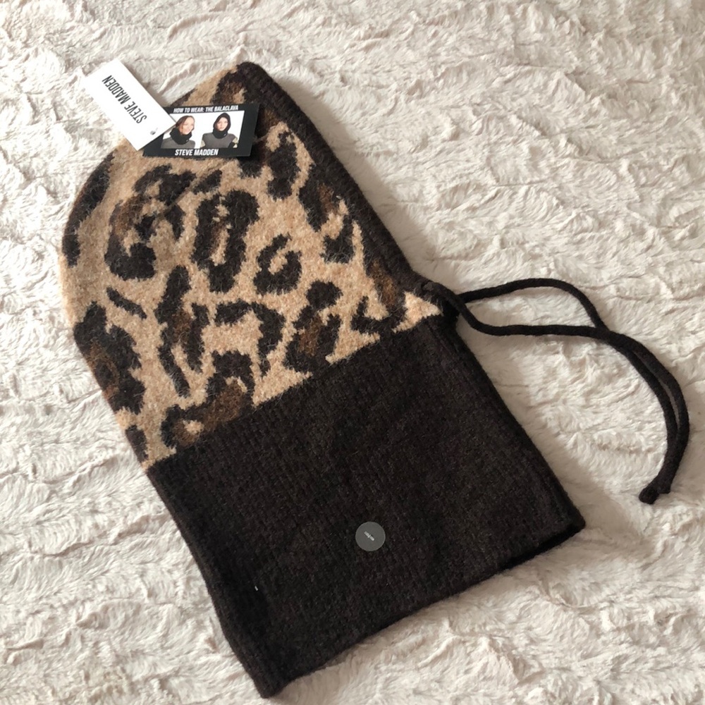 Steve Madden Leopard-Print Knit Balaclava
